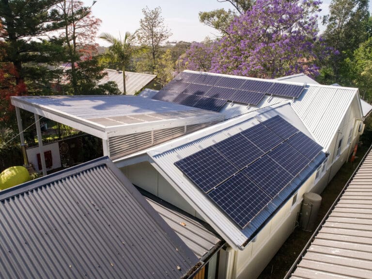 A house with solar panels on the roof.