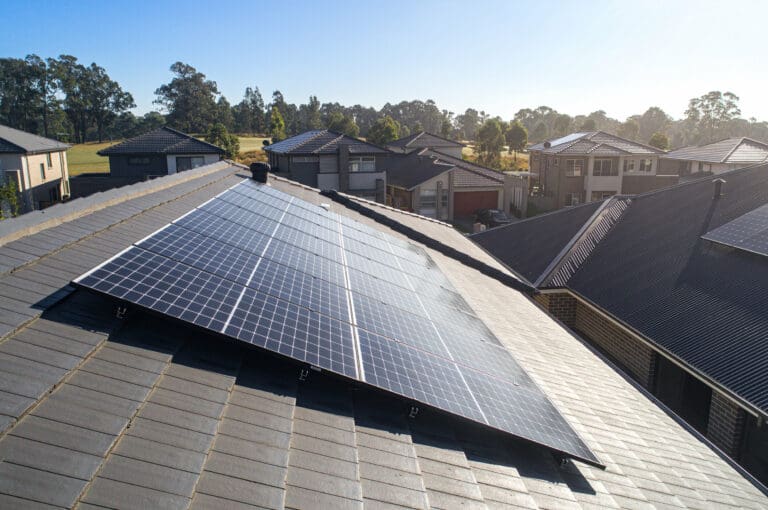Solar panels on the roof of a house.