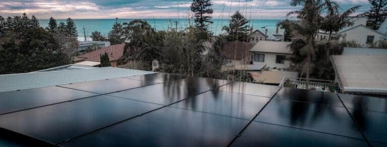 Solar panels on the roof of a house.
