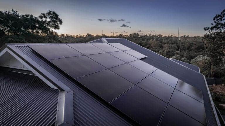 Solar panels on the roof of a house.