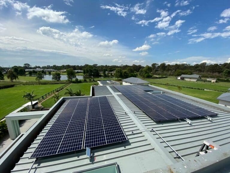 Solar panels on the roof of a building.