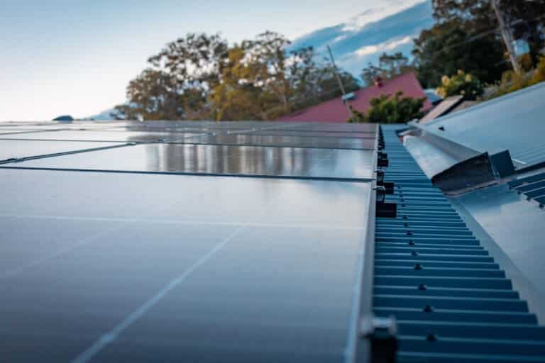 Solar panels on the roof of a house.