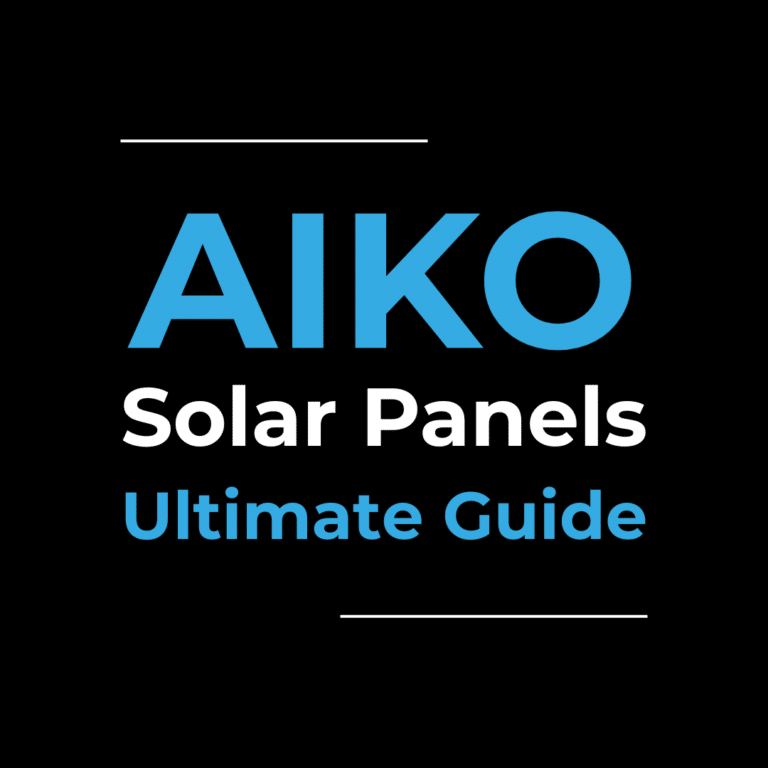AIKO Solar Panels Ultimate Guide" text on a black background with blue and white font.