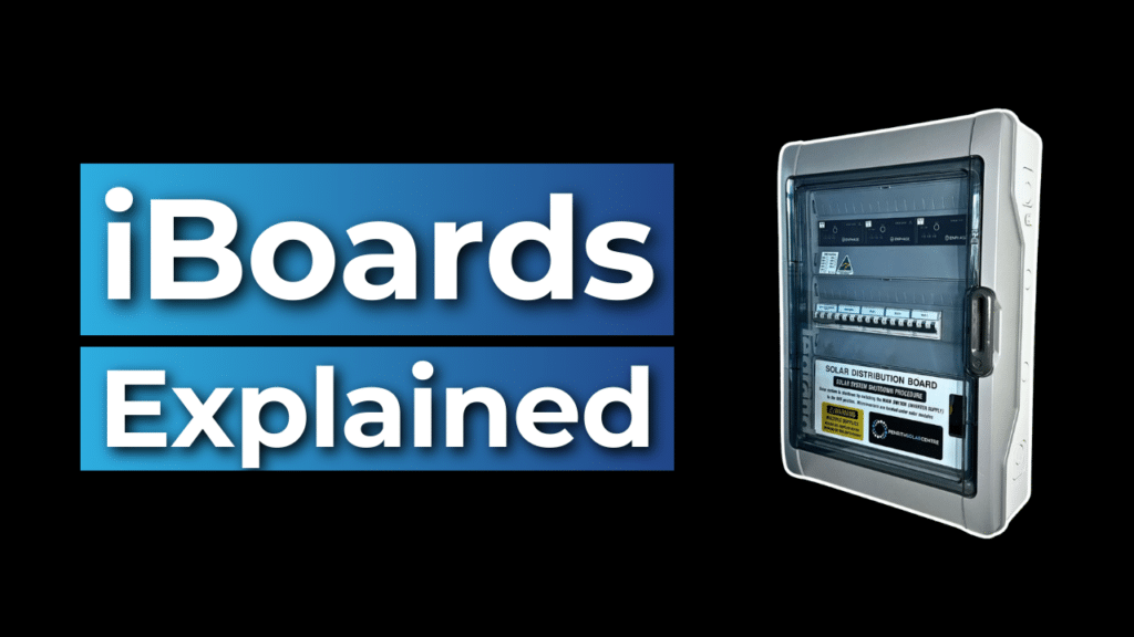 Text reads "iBoards Explained." Image shows an electrical distribution board on the right.