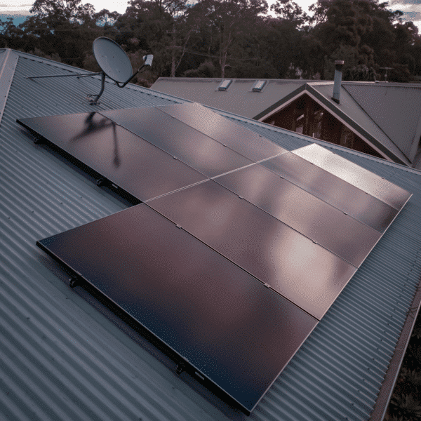 Solar panels on the roof of a house.